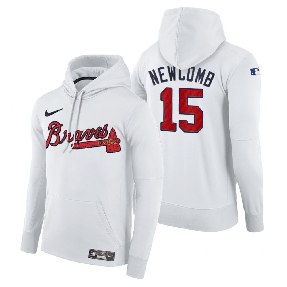 Men Atlanta Braves #15 Newcomb white home hoodie 2021 MLB Nike Jerseys